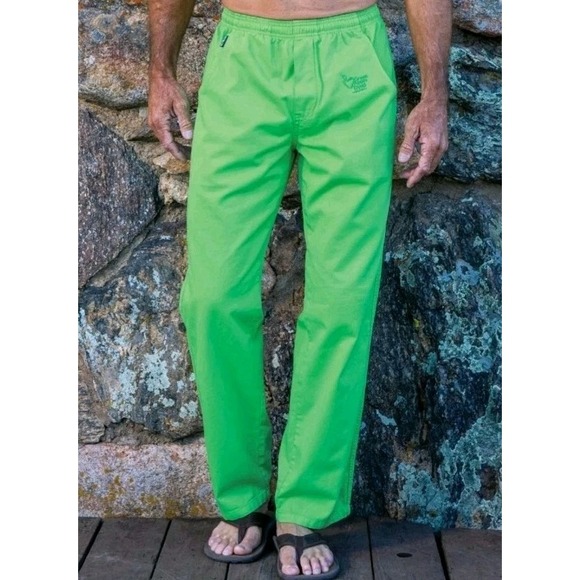 Crazy‎ Shirts Hawaii Medium Green Apple Dye Twill Pants Cotton Drawstring NWOT - Picture 1 of 12